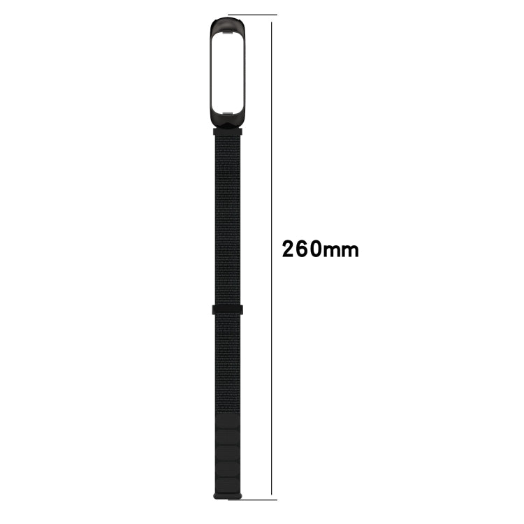Nylon loop watch band with black nylon strap, 260mm length, and clasp