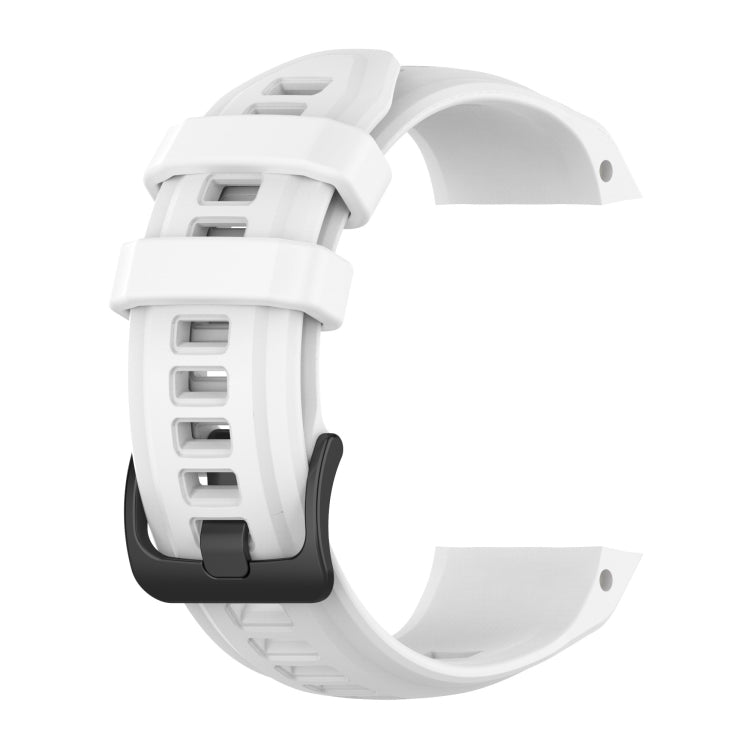 White silicone sports watch band with clasp and adjustable holes for Garmin Instinct 2S