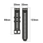 Silicone watch band size diagram with strap width and length measurements