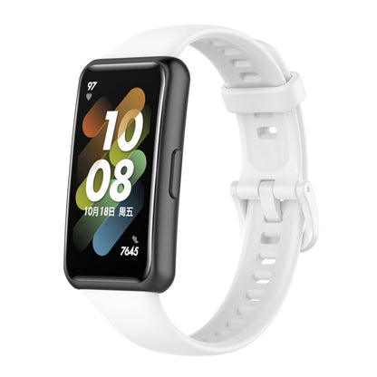 Silicone watch band with white strap and buckle, snug fit for smartwatch