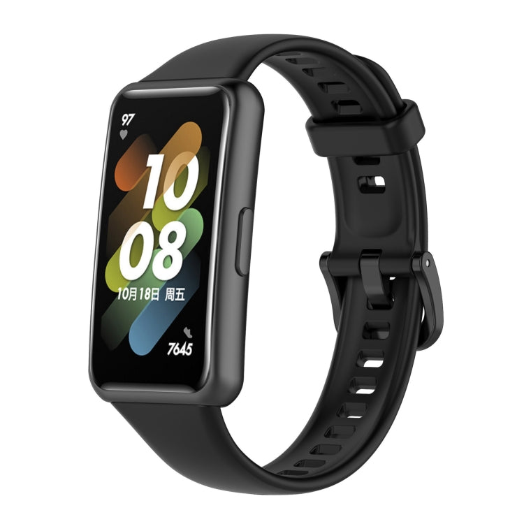Silicone watch band with black strap and buckle, secure adjustable loop