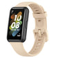 Silicone watch band with light beige strap and buckle, adjustable smartwatch fit