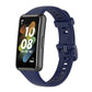 Silicone watch band with navy blue strap and buckle, secure adjustable loop