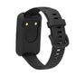 Black silicone watch band with clasp, view of back sensor area on smartwatch