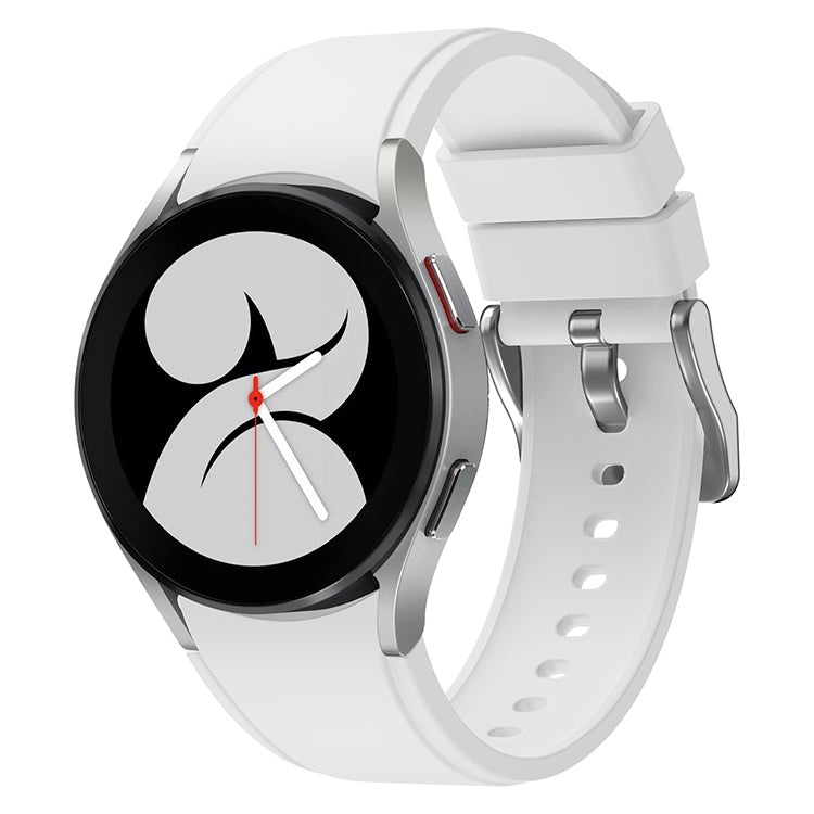 Silicone watch band for Galaxy Watch 5 40mm/5 Pro 45mm, white with pin clasp.