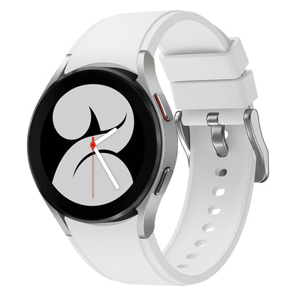 Silicone watch band for Galaxy Watch 5 40mm/5 Pro 45mm, white with pin clasp.