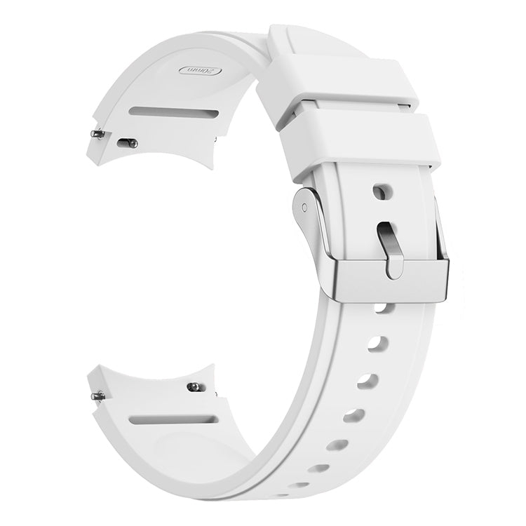 Silicone watch band for Galaxy Watch 5 40mm/5 Pro 45mm, white strap with clasp.