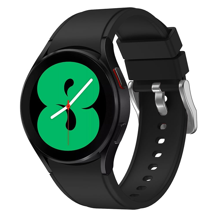 Black silicone watch band with metal clasp and perforated strap holes