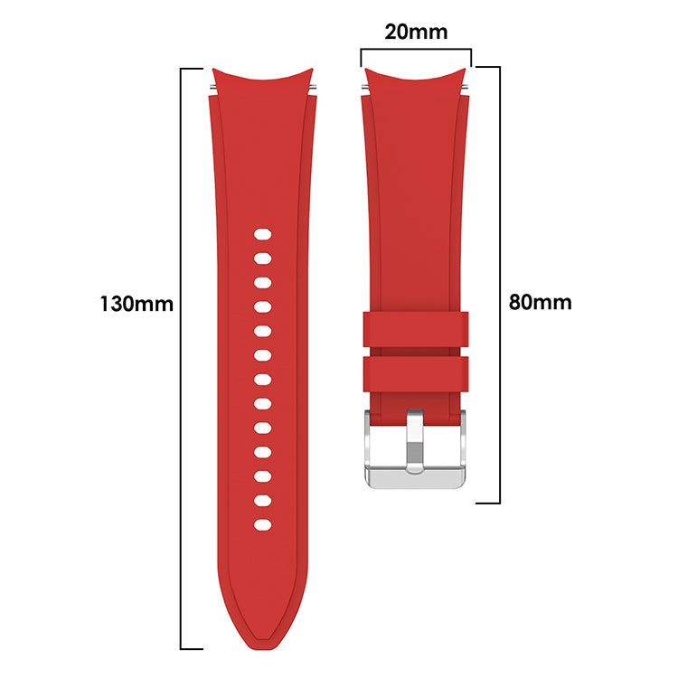 Red silicone watch band dimensions: 130mm length, 20mm width, 80mm strap shown