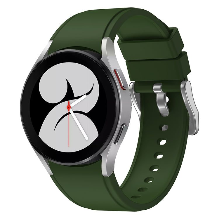 Army green silicone watch band with metal buckle and multiple adjustment holes