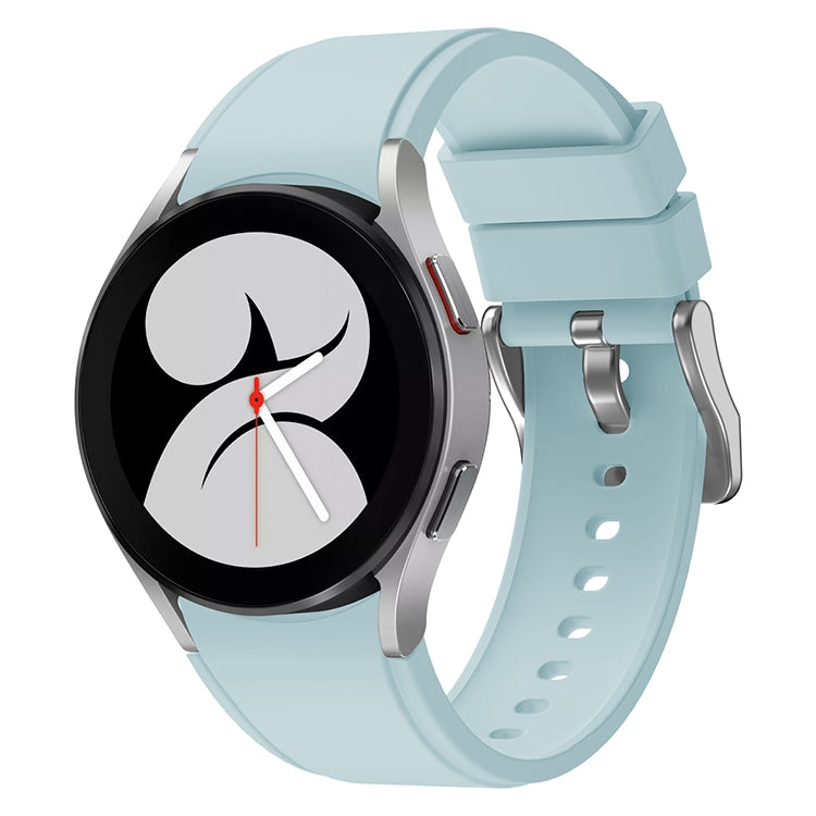 Light blue silicone watch band with metal buckle and multiple adjustment holes