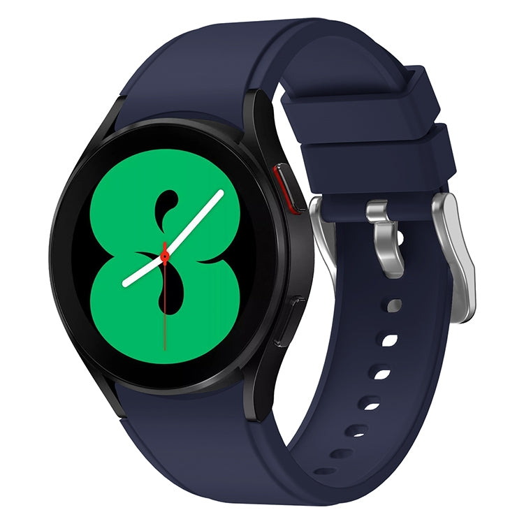 Midnight blue silicone watch band with metal buckle and multiple adjustment holes
