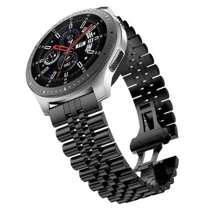 Five-bead stainless steel watch band with black links for Samsung Galaxy Watch