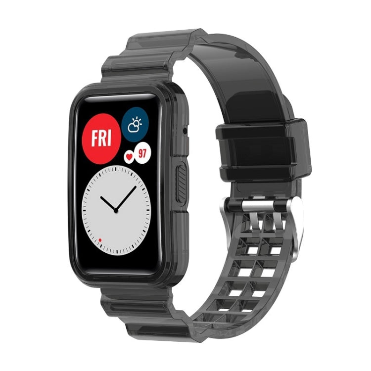 Integrated transparent silicone watch band, transparent black, link-style strap