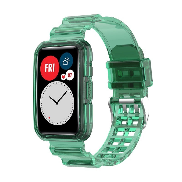 Integrated transparent silicone watch band, transparent green, link-style strap