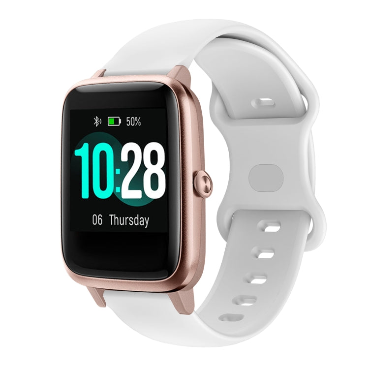 Silicone watch band with butterfly buckle, white, for 19mm smartwatch