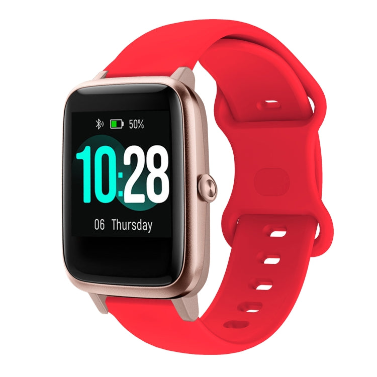 Silicone watch band with butterfly buckle, red, for 19mm smartwatch