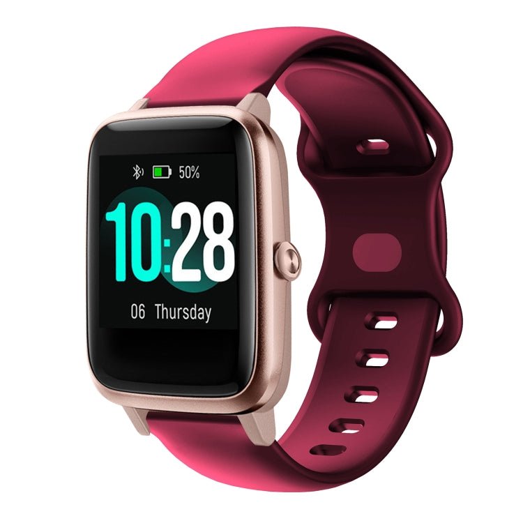 Silicone watch band with butterfly buckle, wine red, for 19mm smartwatch