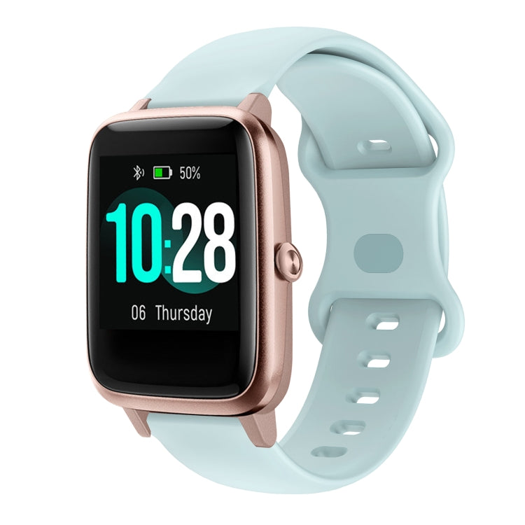 Silicone watch band with butterfly buckle, light blue, for 19mm smartwatch