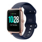 Silicone smartwatch band with butterfly buckle, dark navy blue strap