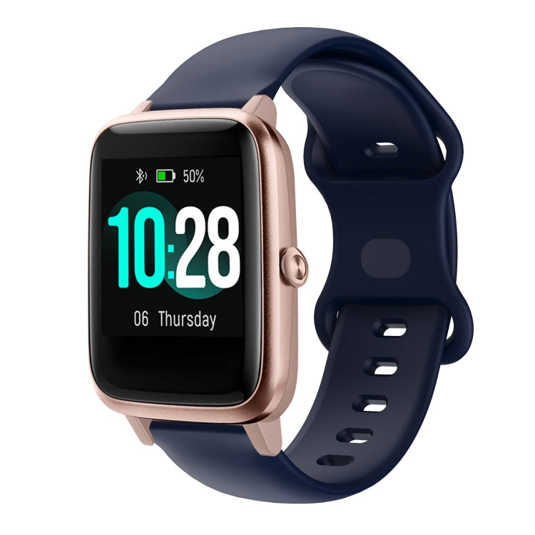 Silicone smartwatch band with butterfly buckle, dark navy blue strap