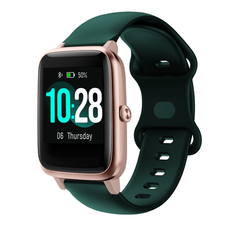 Silicone watch band with butterfly buckle, dark green, for 19mm smartwatch