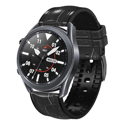 Black textured silicone watch band with perforations and metal buckle for Huawei Watch GT3 Pro 46mm