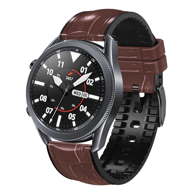Brown textured silicone watch band with perforations and metal buckle for Huawei Watch GT3 Pro 46mm