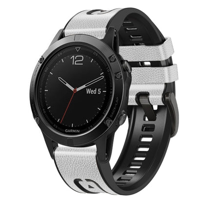 White silicone and leather quick-release watch band for Garmin Fenix 7X