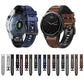Multiple silicone and leather quick-release watch bands, various colors on display