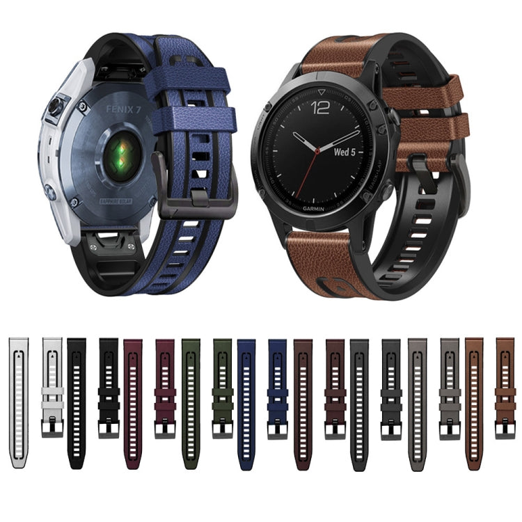 Multiple silicone and leather quick-release watch bands, various colors on display