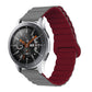 Grey and wine red two-tone silicone watch band with reverse buckle and magnetic clasp.