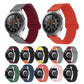 Magnetic silicone watch band with reverse buckle, ridged link strap, shown in multiple colors
