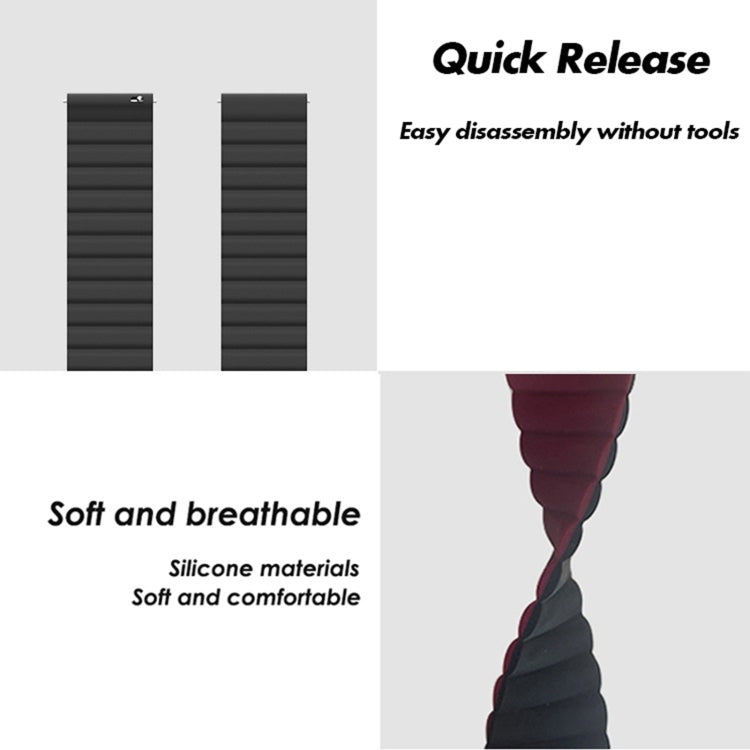 Soft silicone watch band with flexible ribbed texture and vented, breathable feel