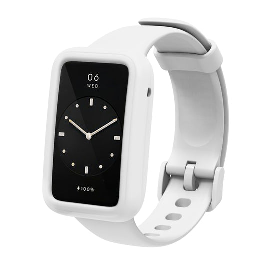 Silicone adjustable watch band in white with perforated strap and buckle clasp