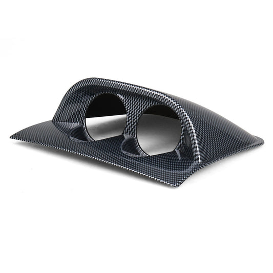 Carbon fiber dash gauge pod mount holder, two circular openings, curved base