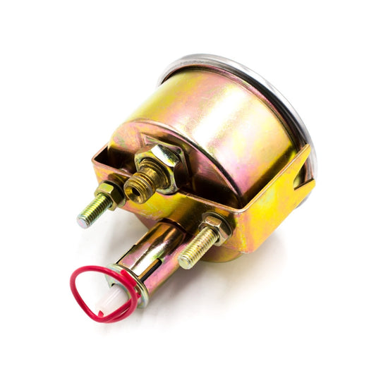 Mechanical oil pressure gauge sensor assembly with yellow bracket and threaded ports