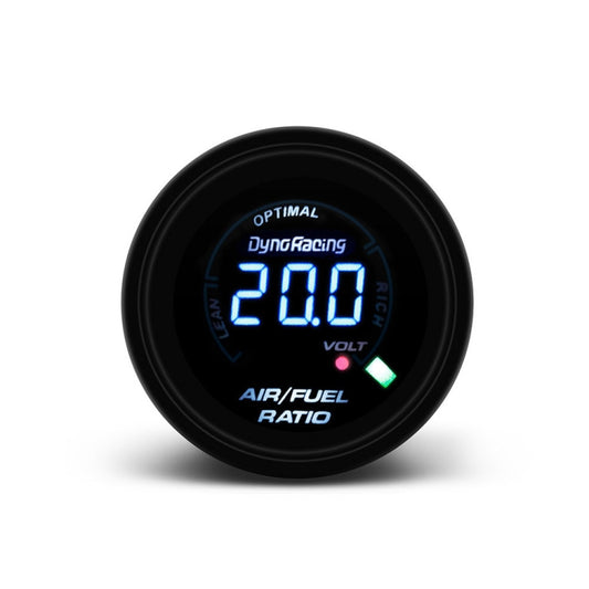 Air-fuel ratio gauge with blue LED display and volt indicator, reading 20.0