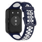 Two-color breathable silicone watch band with navy strap and white oval perforations