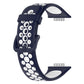 Two-color breathable silicone watch band with navy strap and white perforated pattern