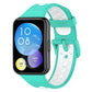 Two-color breathable silicone watch band with teal strap and white perforated underside