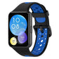 Two-color breathable silicone watch band with black strap and blue perforated underside