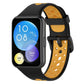 Two-color breathable silicone watch band with black strap and orange perforated underside