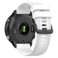 Silicone twill watch band, white strap with smartwatch case mount and metal buckle clasp.