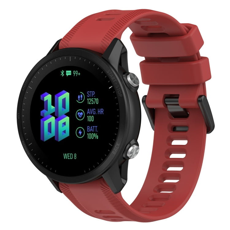 22mm silicone twill watch band, red strap with metal buckle for Garmin Forerunner 955.