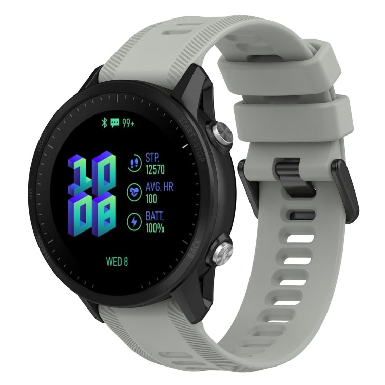 22mm silicone twill watch band, light gray, perforated style, for Garmin Forerunner 955