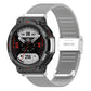 Silver stainless steel mesh watch band with rectangular clasp labeled Stainless Steel