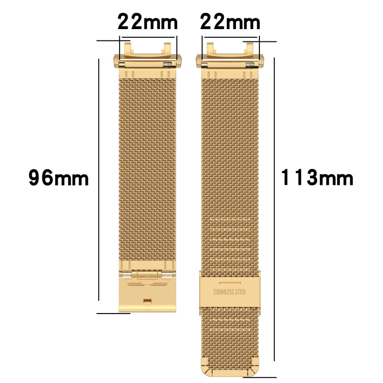 Stainless steel mesh watch band for Amazfit T-Rex 2, gold snap-fit