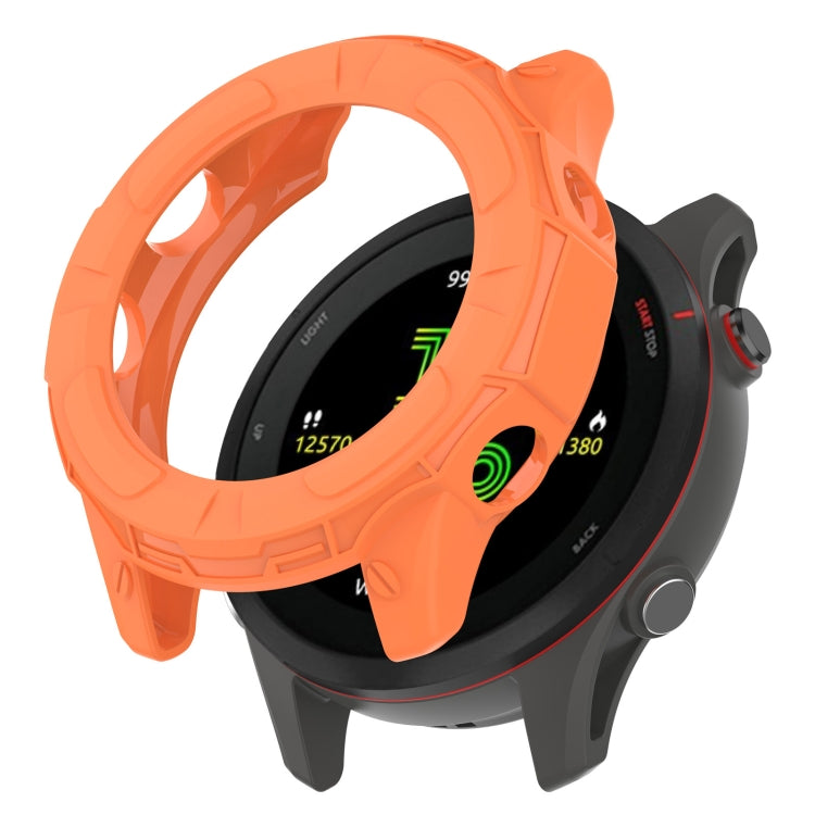 Orange hollow TPU watch case with protective bumper and open circular window