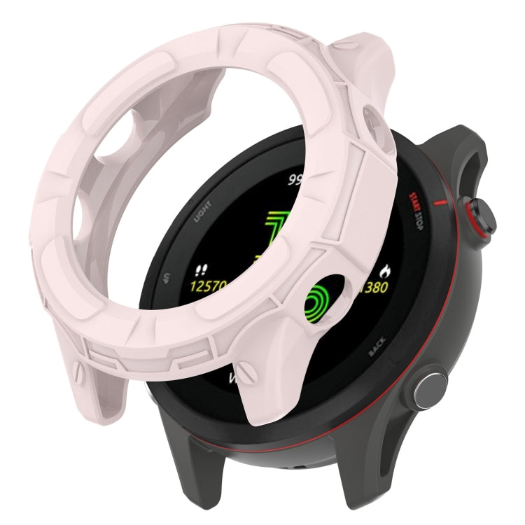 Light pink hollow TPU watch case with protective bumper and open circular design